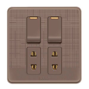 GK-09 Glory Koffee 2 Switch + 2 Socket Plate
