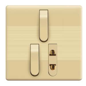 ID-02 Slim Gold 2 Switch + 1 Socket Plate