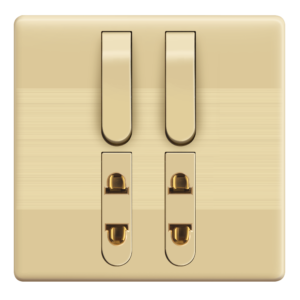 ID-09 Slim Gold 2 Switch + 2 Socket Plate