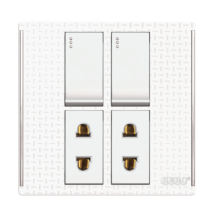 JW-09 Grace White 2 Switch + 2 Socket Plate