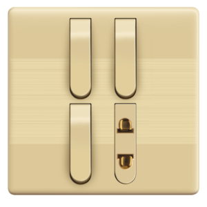 ID-03 Slim Gold 3 Switch + 1 Socket Plate