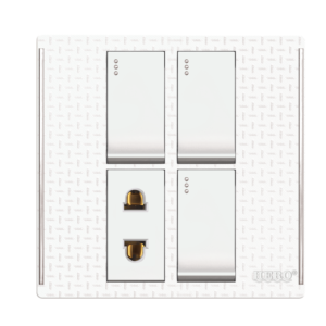 JW-03 Grace White 3 Switch + 1 Socket Plate