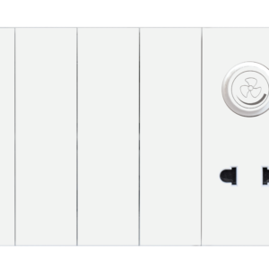 SW-209 Slender White 4 Switch + 1 Socket + 1 Dimmer