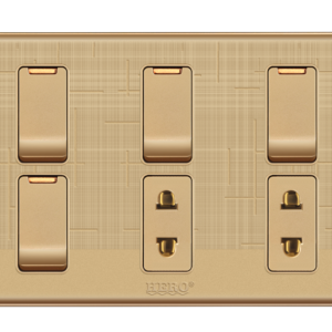 GG-04 Glory Gold 4 Switch + 2 Socket Plate