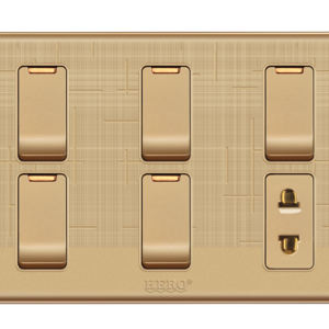GG-05 Glory Gold 5 Switch + 1 Socket Plate