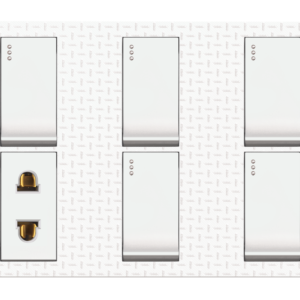JW-05 Grace White 5 Switch + 1 Socket Plate