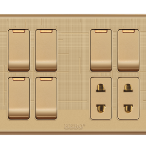 GG-06 Glory Gold 6 Switch + 2 Socket Plate