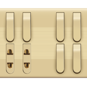 ID-06 Slim Gold 6 Switch + 2 Socket Plate