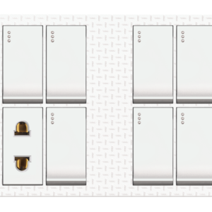 JW-07 Grace White 7 Switch + 1 Socket Plate