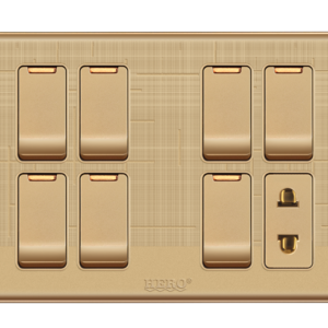 GG-07 Glory Gold 7 Switch + 1 Socket Plate