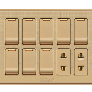 GG-82 Glory Gold 8 Switch + 2 Socket Plate