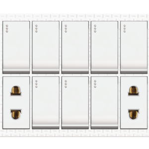 JW-82 Grace White 8 Switch + 2 Socket Plate