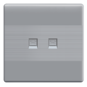 HJ-26 Slim Gray Double Telephone Socket Plate
