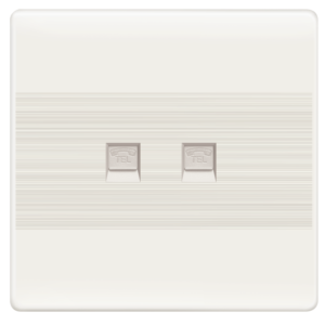 HW-26 Slim White Double Telephone Socket Plate
