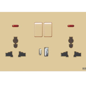 SG-213 Slender Gold Double Light Plug With USB + C Type 2.1A