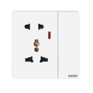 SW-214 Slender White Light Plug 13A With 2-Pin Socket (Big Button)