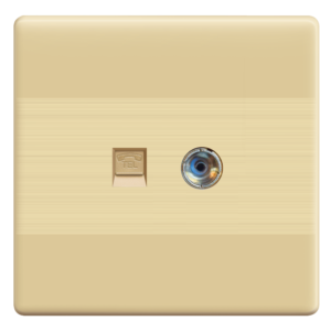 ID-25 Slim Gold 1 Telephone Socket + 1 TV Socket Plate