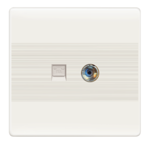 HW-25 Slim White 1 Telephone  + 1 TV Socket Plate