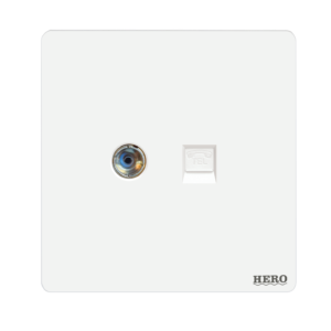 SW-221 Slender White T.V + T.Ph Socket Plate