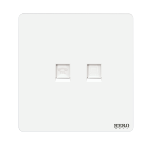 SW-233 Slender White Double T.Ph Socket Plate