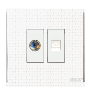 JW-25 Grace White 1 Telephone Socket + 1 TV Socket Plate
