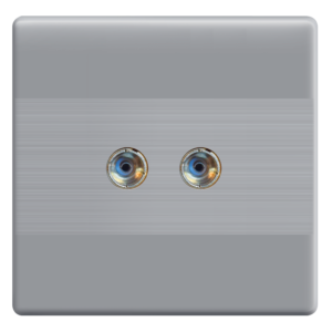 HJ-23 Slim Gray Double TV Socket Plate